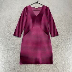 Boden Dress Womens 10 Stretch Bronte Ottoman Striped Pink Pockets Shift